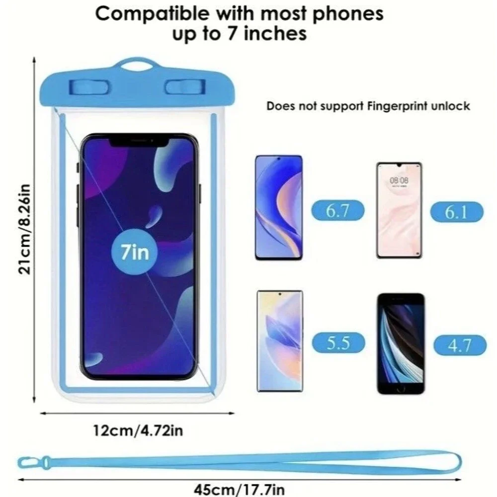 Waterproof Phone Pouch, Dry Bag Cover For Cellphone iPhone, Up to 7